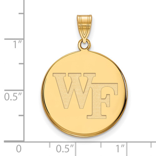 10K Yellow Gold Wake Forest University Large Disc Pendant by LogoArt (1Y035WFU)
