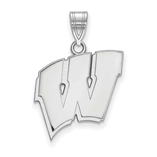 Image of 14K White Gold University of Wisconsin Large Pendant by LogoArt (4W004UWI)