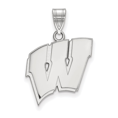 14K White Gold University of Wisconsin Large Pendant by LogoArt (4W004UWI)