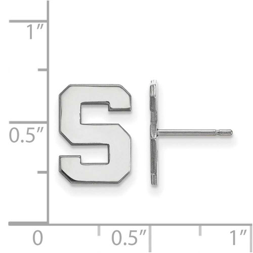 Image of 14K White Gold Michigan State University Small Post Earrings by LogoArt 4W009MIS