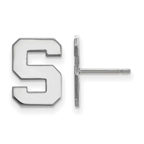 Image of 14K White Gold Michigan State University Small Post Earrings by LogoArt 4W009MIS