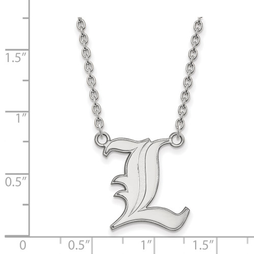 18" 14K White Gold University of Louisville Lg Pendant Necklace LogoArt 4W012UL-18