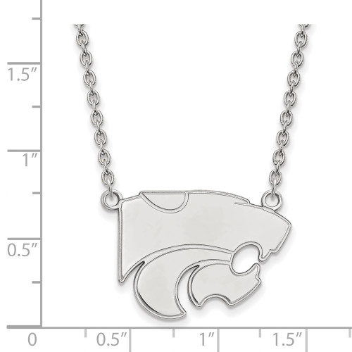 18" 14K White Gold Kansas State University Lg Pendant Necklace LogoArt 4W016KSU-18