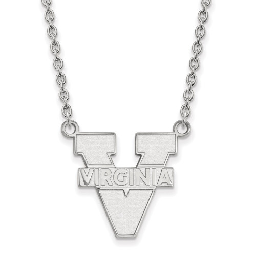 18" 14K White Gold University of Virginia Large Pendant Necklace LogoArt 4W016UVA-18