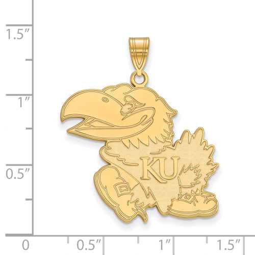14K Yellow Gold University of Kansas XL Pendant by LogoArt