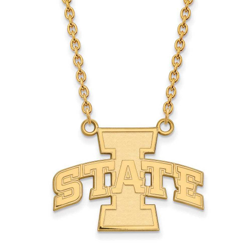 Image of 18" 14K Yellow Gold Iowa State University Large Pendant Necklace LogoArt 4Y007IAS-18