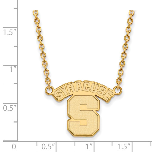 18" 14K Yellow Gold Syracuse University Large Pendant Necklace LogoArt 4Y014SYU-18