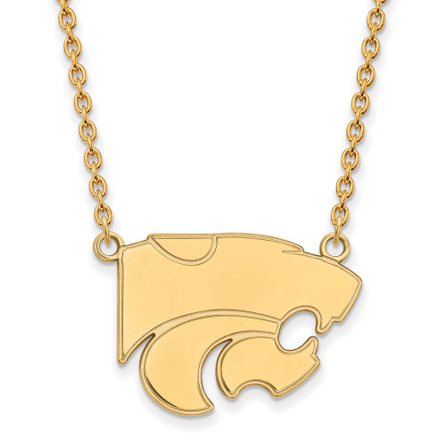 18" 14K Yellow Gold Kansas State University Lg Pendant Necklace LogoArt 4Y016KSU-18