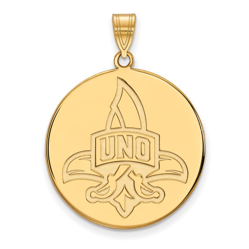 14K Yellow Gold University of New Orleans XL Disc Pendant by LogoArt (4Y019UNO)