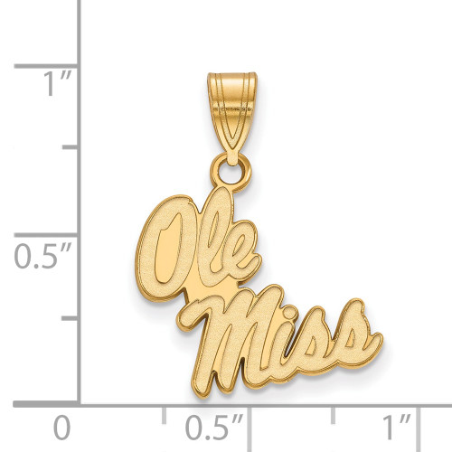 14K Yellow Gold University of Mississippi Medium Pendant by LogoArt (4Y045UMS)