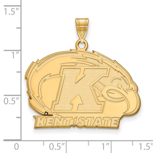 Gold Plated Sterling Silver Kent State University Large Pendant LogoArt GP002KEN