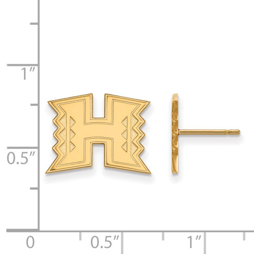 Gold Plated Sterling Silver The University of Hawaii Sm Post LogoArt Earrings