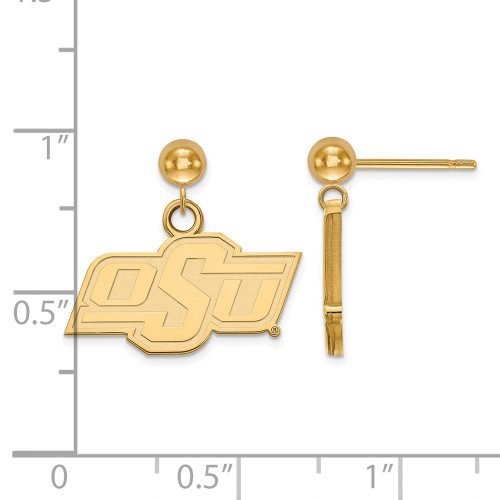 Gold Plated 925 Silver Oklahoma State University Earrings Dangle Ball by LogoArt