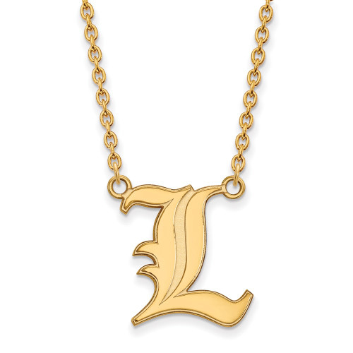 18" Gold Plated Sterling Silver U of Louisville Large Pendant w/ Necklace by LogoArt