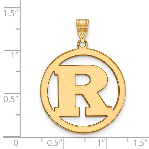 Gold Plated Sterling Silver Rutgers L Pendant in Circle by LogoArt