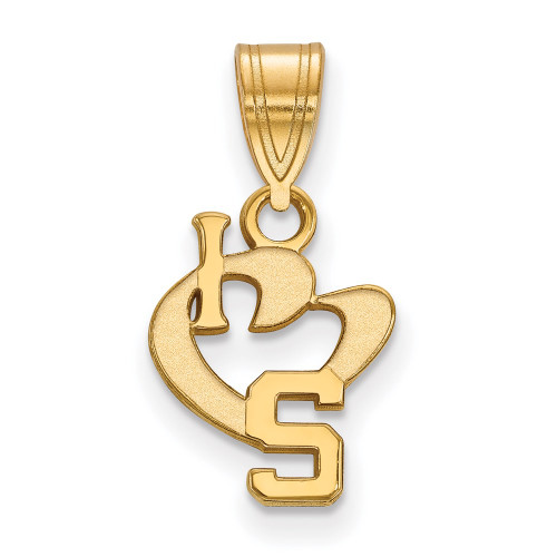 Gold Plated Sterling Silver Michigan State U Small I Love Logo LogoArt Pendant