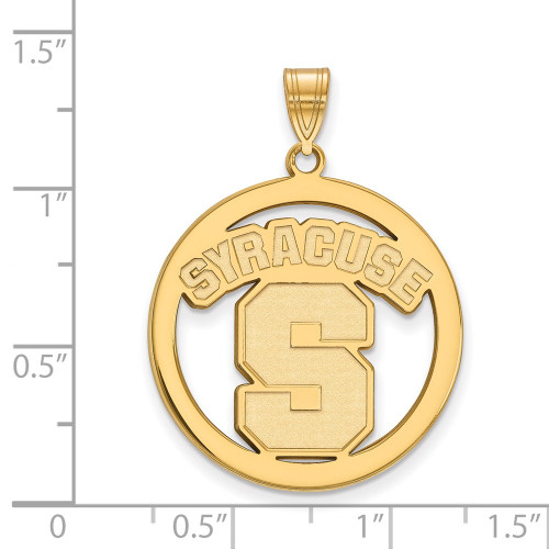 Gold Plated Sterling Silver Syracuse University L Pendant in Circle by LogoArt