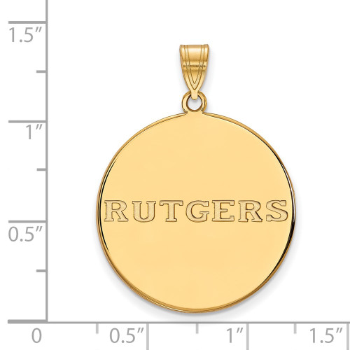 Gold Plated Sterling Silver Rutgers XL Disc Pendant by LogoArt (GP025RUT)