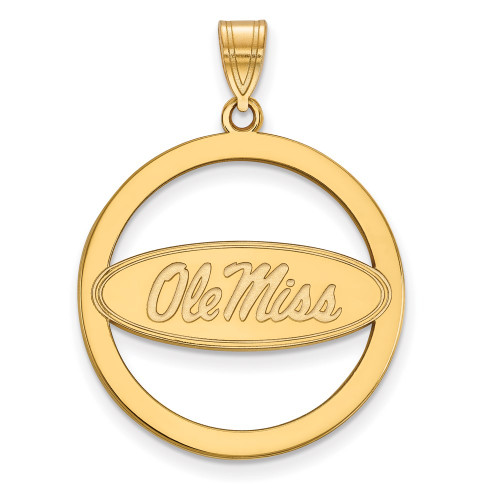 Gold Plated Sterling Silver University of Mississippi L Pendant Circle LogoArt