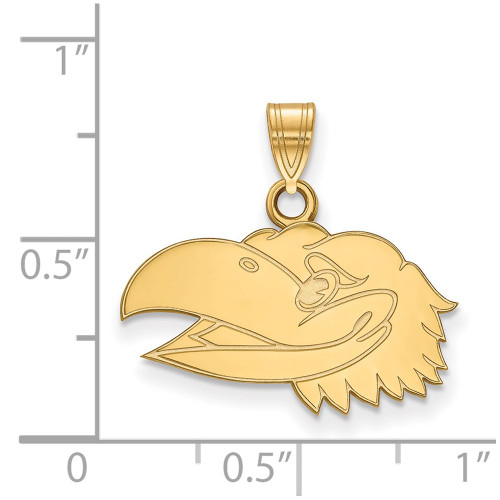 Gold Plated Sterling Silver University of Kansas Small Pendant LogoArt GP040UKS