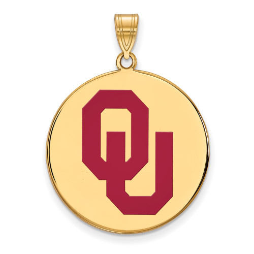 Gold Plated 925 Silver University of Oklahoma XL Disc Pendant LogoArt GP041UOK