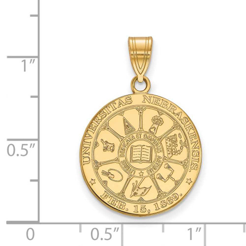 Image of Gold Plated Sterling Silver University of Nebraska Lg Pendant LogoArt GP044UNE