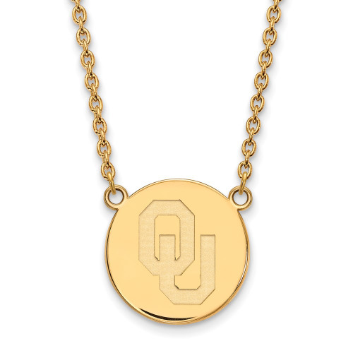 18" Gold Plated Sterling Silver Oklahoma Large Disc w/ Necklace by LogoArt