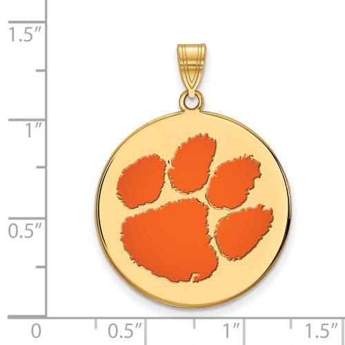 Image of Gold Plated Sterling Silver Clemson University XL Enamel Disc Pendant by LogoArt