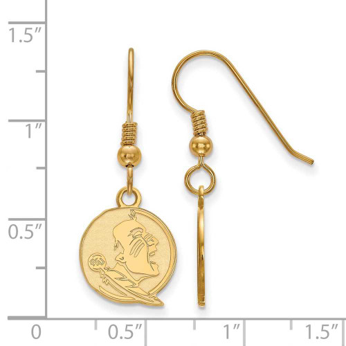 Image of Gold Plated 925 Silver Florida State University Sm Dangle Earrings LogoArt GP048