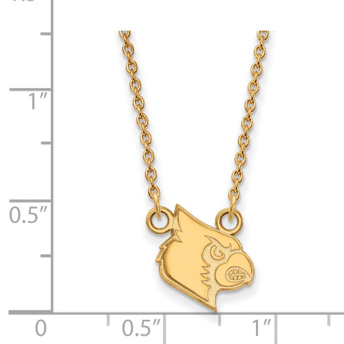 18" Gold Plated 925 Silver University of Louisville Pendant Necklace LogoArt GP050