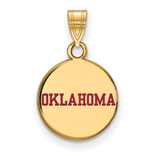 Gold Plated 925 Silver University of Oklahoma Sm Enamel Pendant LogoArt GP052UOK