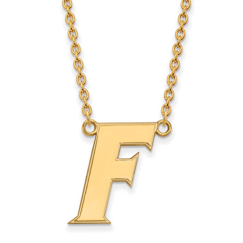 18" Gold Plated Silver University of Florida Lg Pendant LogoArt Necklace GP066UFL-18