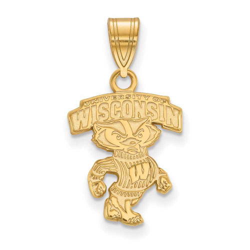 Image of Gold Plated Sterling Silver University of Wisconsin Med Pendant LogoArt GP072UWI