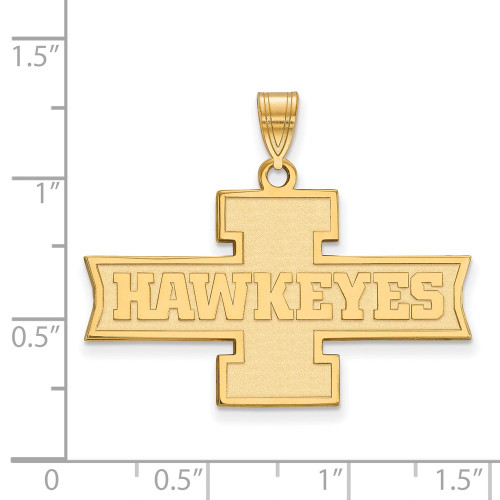Gold Plated Sterling Silver University of Iowa Medium Pendant LogoArt (GP073UIA)