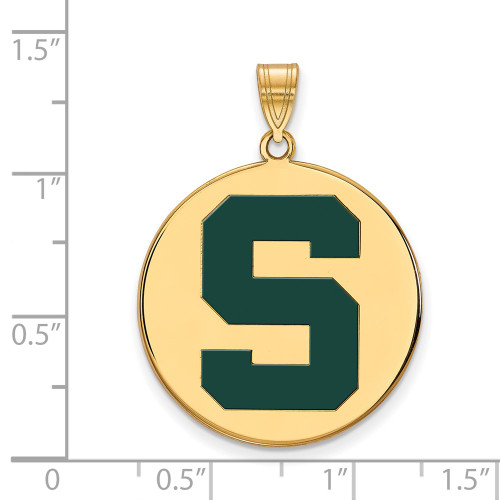 Gold Plated 925 Silver Michigan State University XL Pendant LogoArt GP074MIS