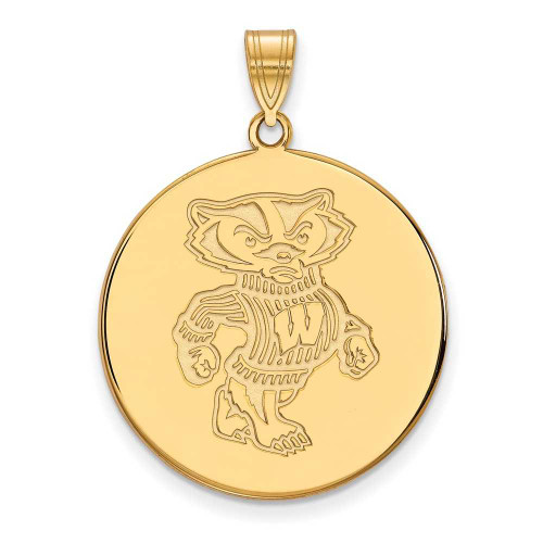 Image of Gold Plated Sterling Silver University of Wisconsin XL Pendant LogoArt GP087UWI