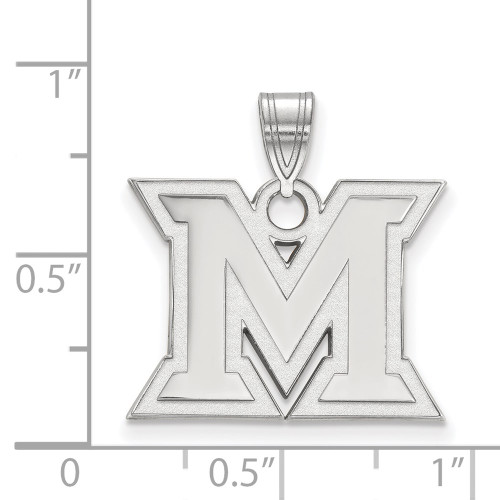 Sterling Silver Miami University Medium Pendant by LogoArt (SS003MU)