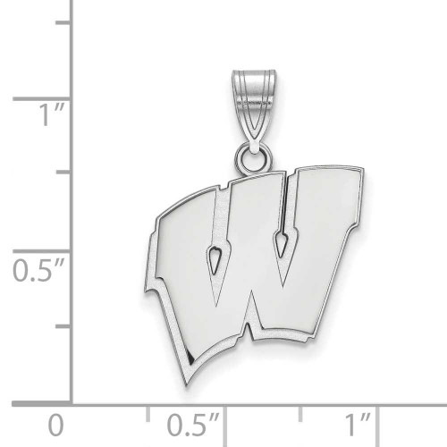 Image of Sterling Silver University of Wisconsin Large Pendant by LogoArt (SS004UWI)