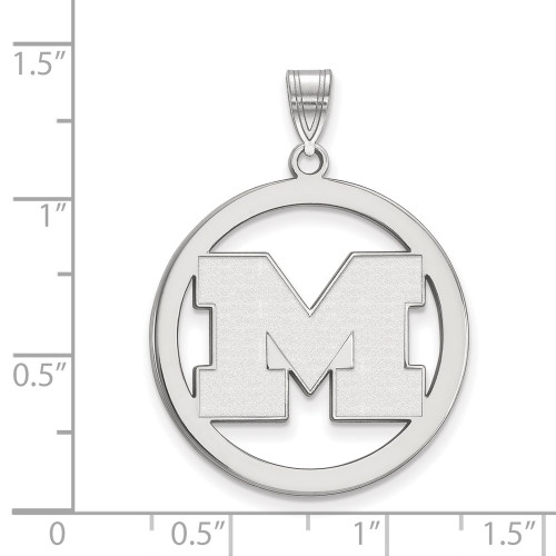 Sterling Silver Michigan (University Of) L Pendant in Circle by LogoArt