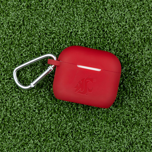 Image of Washington State Cougars Engraved Silicone Compatible with Apple AirPods Gen 3 Case Cover (Crimson)