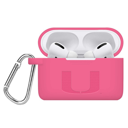 Image of Miami Hurricanes Engraved Compatible with Apple AirPods Pro Case Cover (Pink)