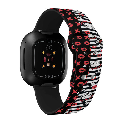 Image of Betty Boop Romantic Rebel Lipstick Pattern HD Watch Band Compatible with Fitbit Versa 3 and Sense