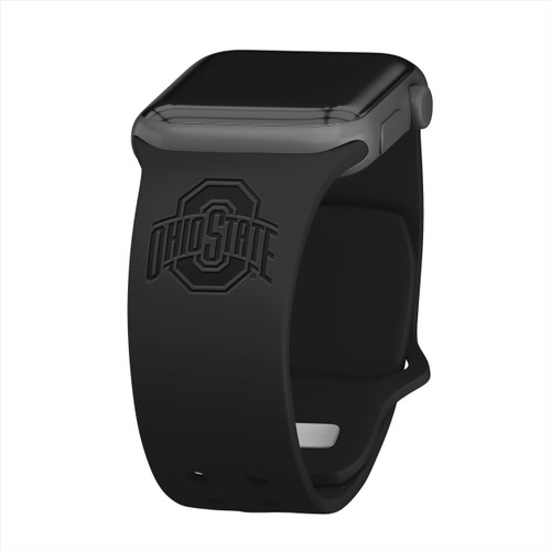 Ohio State Buckeyes Engraved Silicone Sport Compatible with Apple Watch Band - Black