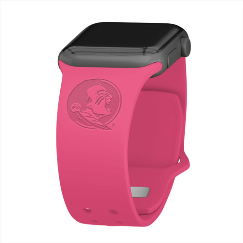 Florida State Seminoles Engraved Silicone Sport Compatible with Apple Watch Band - Pink