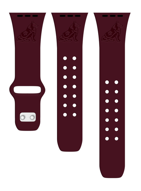 Texas A&M Aggies Engraved Silicone Sport Compatible with Apple Watch Band - Maroon Reveille