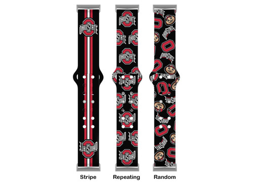 Image of Ohio State Buckeyes HD Watch Band Compatible with Fitbit Versa 3 and Sense - Stripes