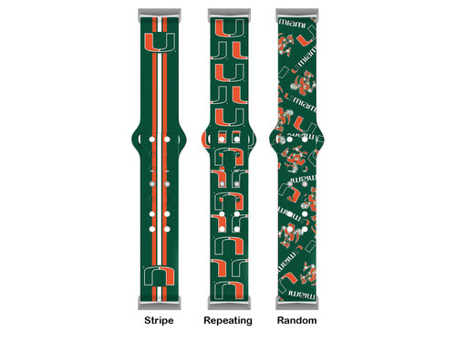 Image of Miami Hurricanes HD Watch Band Compatible with Fitbit Versa 3 and Sense - Repeating