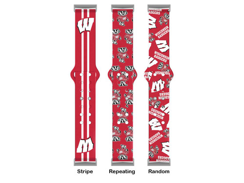 Image of Wisconsin Badgers HD Watch Band Compatible with Fitbit Versa 3 and Sense - Repeating