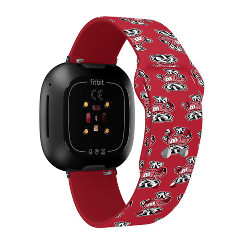 Image of Wisconsin Badgers HD Watch Band Compatible with Fitbit Versa 3 and Sense - Repeating