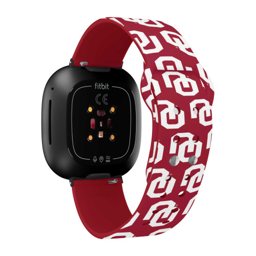 Image of Oklahoma Sooners HD Watch Band Compatible with Fitbit Versa 3 and Sense - Repeating